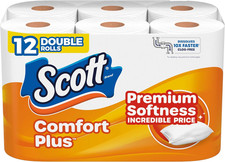 Comfortplus Toilet Paper, 12 Double Rolls, 231 Sheets per Roll, Septic-Safe, 1-P Toilet Paper price