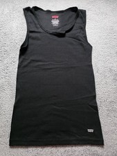 Levis Tank Top Mens Large Black Ribbed Cotton Undershirt Lot of 2 Tagless Men's Tank Tops / Undershirts price