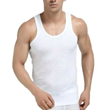 3 White Men's A-Shirt Wife Beaters Egptian Cotton Tank Top Undershirt M-L-XL-2X Men's Tank Tops / Undershirts price