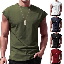 Mens Crew Neck Tank Tops Loose Fit Gym Undershirt Sleeveless Fitness Vest Men's Tank Tops / Undershirts price