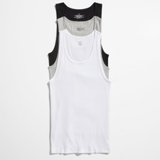 3 Pc Men 100% Cotton A-Shirt Tank Top Ribbed Undershirt Wife Beater Black White Men's Tank Tops / Undershirts price