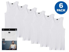 6 Pack - Men's White Ribbed Tank Tops 100% Cotton A-Shirt Undershirt Men's Tank Tops / Undershirts price