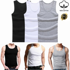 3-12 Pack Men 100% Cotton Tagless Ribbed Tank Top A-Shirt Wife Beater Undershirt Men's Tank Tops / Undershirts price