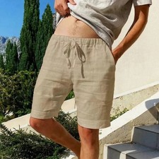 Men’s Cotton Linen Lightweight Gym Beach Shorts Summer Casual Fit Pants Fun Gift Men's Shorts price