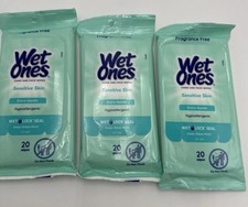 Wet Ones Extra Gentle Sensitive Skin Unscented Hand Wipes, 20 count, (Pack of 3) Wet Wipes price