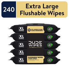 DUDE Flushable Wipes, Extra Large Shea Butter Smooth Wet Wipes, 240 Count Wet Wipes price