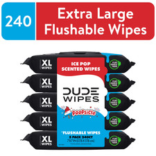 DUDE Wipes Poopsicle, Ice Pop Scented Extra Large Flushable Wipes, 48 Count, 5 P Wet Wipes price