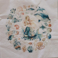 2 individual Paper Decoupage NAPKINS - OCEANLIFE MERMAID SEALIFE 1 MOTIF Napkin price