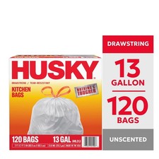 Husky Tall Kitchen Drawstring Trash Bags, 13 Gallon, Pack of 120 Trash Bags price