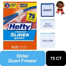 Hefty Slider Freezer Storage Bags, Quart Size, 75 Count Refrigerator Bags price