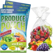 Reusable Produce Bags For Refrigerator with Twist-Ties Keeps Fruits, Vegetables, Refrigerator Bags price
