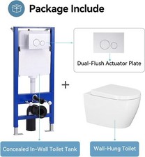 Elongated Bowl Wall Mount Toilet Combo Set W/ Concealed Tank Dual Flush Toilet Set price