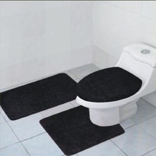 3-Piece Quinn Solid Bathroom Rug Set Bath Mat Contour Toilet Lid Cover 11 Colors Toilet Set price