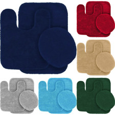 3-Piece Solid Bathroom Bath Mat Contour Rug Set with Toilet Lid Cover #6 Mixture Toilet Set price