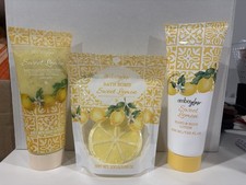 Amberglow Sweet Lemon Bath Bomb, Body Lotion and Exfoliating Body Scrub Body Lotion and Moisturizers price