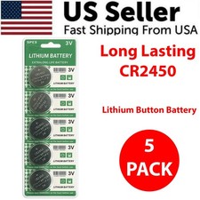 5 PACK Super Fresh Long CR2450 ECR 2450 3v LITHIUM Coin Cell Battery Exp. 2029 Battery price
