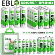EBL Lot AA AAA Rechargeable Batteries 2800mAh 2300mAh 1100mAh 800mAh NI-MH + Box Battery price