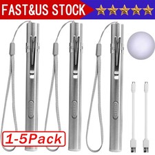 5Pack LED USB RECHARGEABLE MINI FLASHLIGHT Stainless Steel Pen Light 1000 Lumens Flashlight price