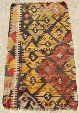 Vintage Traditional Handmade Turkish Geometric Wool Kilim Floor Rug 108x95 cm Turkish price