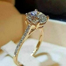2.85Ct VVS1 Round Lab Created Diamond Wedding Engagement 14K Yellow Gold FN Ring Diamond Solitaire Ring price