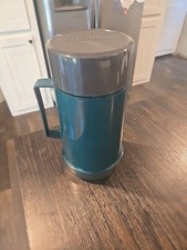 Vintage 10oz Food Jar Thermos Green Liquid Soup Coffee Container Hot Cold Liquid & Food Thermos price