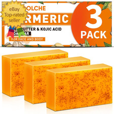 3 Pack Turmeric Kojic Acid Soap Bars - Infused with Retinol, Hydrolyzed Collagen Soaps price
