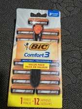 Bic Comfort 3 Refillable Razor Set 1 Handle And 12 Three-Blade Cartridges (New) Razors and Refills price