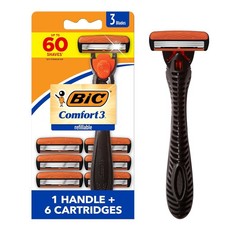 BIC Comfort 3 Men's Refillable 3-Blade Razors with 1 Handle and 6 Cartridges, Sm Razors and Refills price