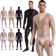 US Men's Hollow Out Nylon Tights Mesh Bodystocking Sheer Hooded Cosplay Bodysuit Thermal Underwear price