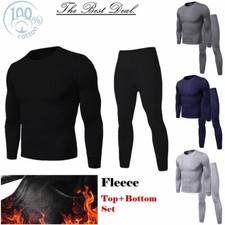 Men 100% Cotton Thermal Fleece Lined Long Johns Warm Underwear Top+Pants 2PC Set Thermal Underwear price