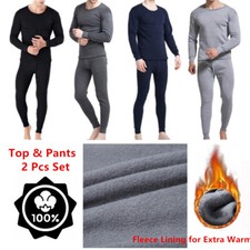 Men Winter Fleece Lined 100% Cotton Thermal Long Johns Top Bottom Underwear Set Thermal Underwear price