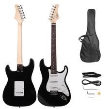 Glarry GST 22 Frets Rosewood Fingerboard Black Practice Electric Guitar Set Electric Guitars price