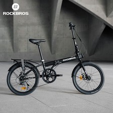 ROCKBROS SKN 20"7 Speed Folding Bike,Steel Frame Disc Brake with Rear Rack Black Folding Bicycle price