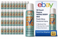 32 Ct Degree Whole Body Deo Spray Fresh Citrus 1.1 Oz Aluminum Free New Bulk Lot Spray Deodorants price
