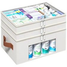 3-Tier Medicine Organizer for Cabinet, Foldable Medicine Storage Box with Cle... Medicine & Supply Cabinet price