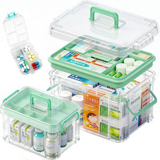 2 Pack Clear Medicine Organizer Storage Box with Tray, Portable Medicine Cabinet Medicine & Supply Cabinet price