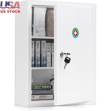 Lockable Medicine Cabinet Wall Mount Durable Metal Storage Box Supplies Security Medicine & Supply Cabinet price