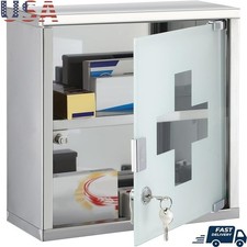 Lockable Medicine Cabinet Wall Mount Storage Organizer First Aid Supplies Safe Medicine & Supply Cabinet price
