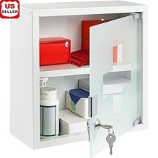 Lockable Medicine Cabinet Stainless Steel Glass Organizer Medications & Supplies Medicine & Supply Cabinet price