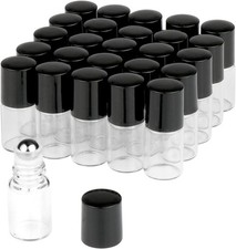 Wresty 25 Pcs Clear Glass Mini Roll on Bottles Empty Essential Oil Roller Ball B Roll-Ons price
