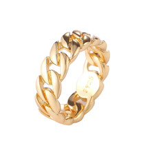 Gold, Silver Plated Cuban Chain Link Ring Unisex Hip Hop Jewelry Women, Men Gold Ring price
