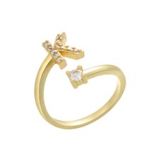 US Charm Initial Letter Ring Alphabet A-Z Gold Silver Adjustable Open Bands Ring Gold Ring price