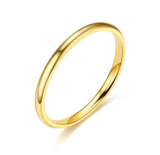 2mm Gold Plated Stainless Steel Stackable Ring Wedding Band Women Girl size 3-13 Gold Ring price