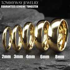 Tungsten Carbide 14K Gold Plated Polished Plain Wedding Band Ring Comfort Fit Gold Ring price