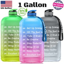 1 Gallon/128 oz Water Bottle w/ Straw Gym Training Fitness Jug Motivational Time Water Bottle price
