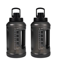 Mainstays 64 Fluid Ounces Reusable Water Bottle, Black, Straw, Plastic pack of 2 Water Bottle price