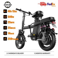 ASKGO Electric Bicycle 1500W Foldable Ebike 48V 13AH 14" Tire 25MPH 45Mile Range Electric Motorcycle price