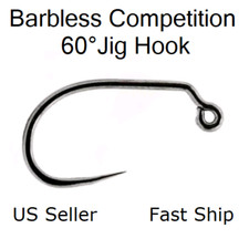60°Jig Hook Competition Barbless #10#12#14#16#18 Euro Nymph Fly Tying 25pk Black Fishing Hook (Jig) price