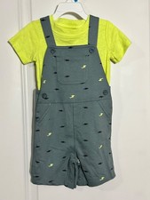 Carter's 24M Baby Boy Overalls Set 2pc Swell Yellow Shark T-Shirt Shortalls NWOT Baby T-shirt price
