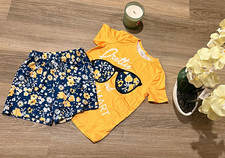 Girls 3T 2-Piece Floral Shorts Set Yellow Short Sleeve T-Shirt & Blue Shorts 6Y Baby T-shirt price